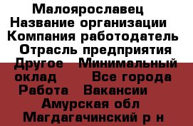 Малоярославец › Название организации ­ Компания-работодатель › Отрасль предприятия ­ Другое › Минимальный оклад ­ 1 - Все города Работа » Вакансии   . Амурская обл.,Магдагачинский р-н